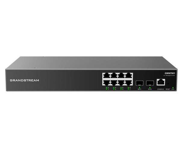 Grandstream GWN7801 Enterprise Layer 2+ Managed Network Switch - 8 Ethernet Ports, 2 SFP Ports