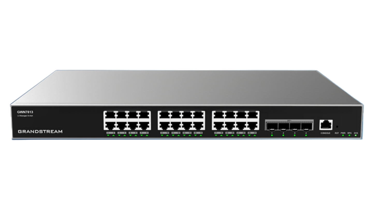 Grandstream GWN7813 Enterprise Layer 3 Managed network Switch, 24 x GigE, 4 x SFP+