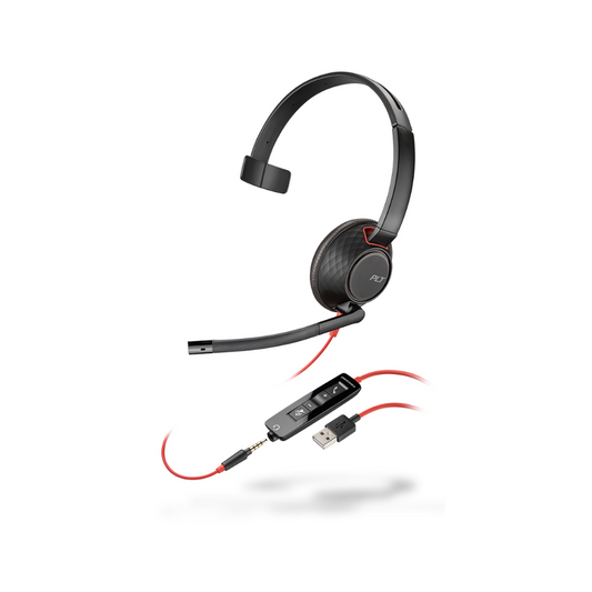 Poly Blackwire C5210 UC Mono USB-A Headset + 3.5mm & Inline Control
