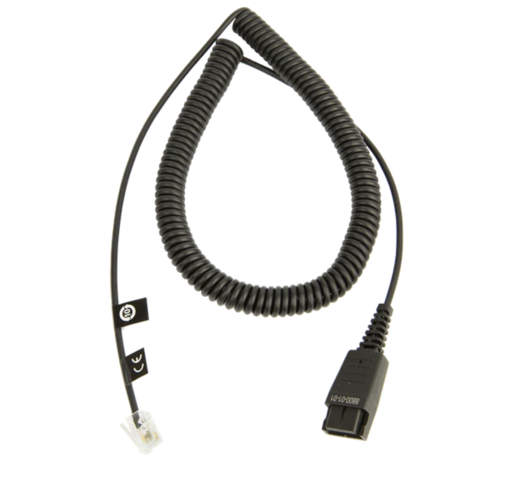 Jabra Standard Cord - QD to RJ9, 2m Curly