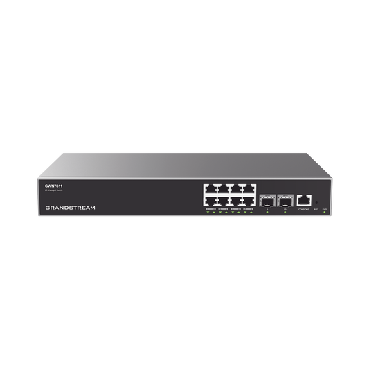 Grandstream GWN7811 Enterprise Layer 3 Managed Network Switch, 8 x GigE, 2 x SFP+