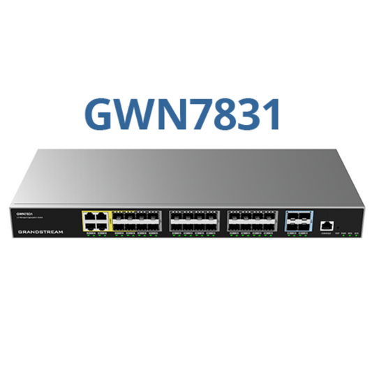 Grandstream GWN7831 Enterprise Layer 3 Managed Aggregation Switch, 20 x SFP, 4 x SFP/GigE Combo, 4 x SFP+, Redundant PSU